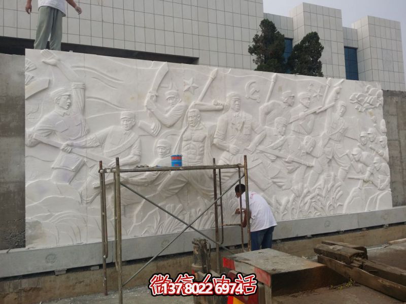 漢白玉文化景觀墻項目-河南漯河烈士陵園浮雕墻工程